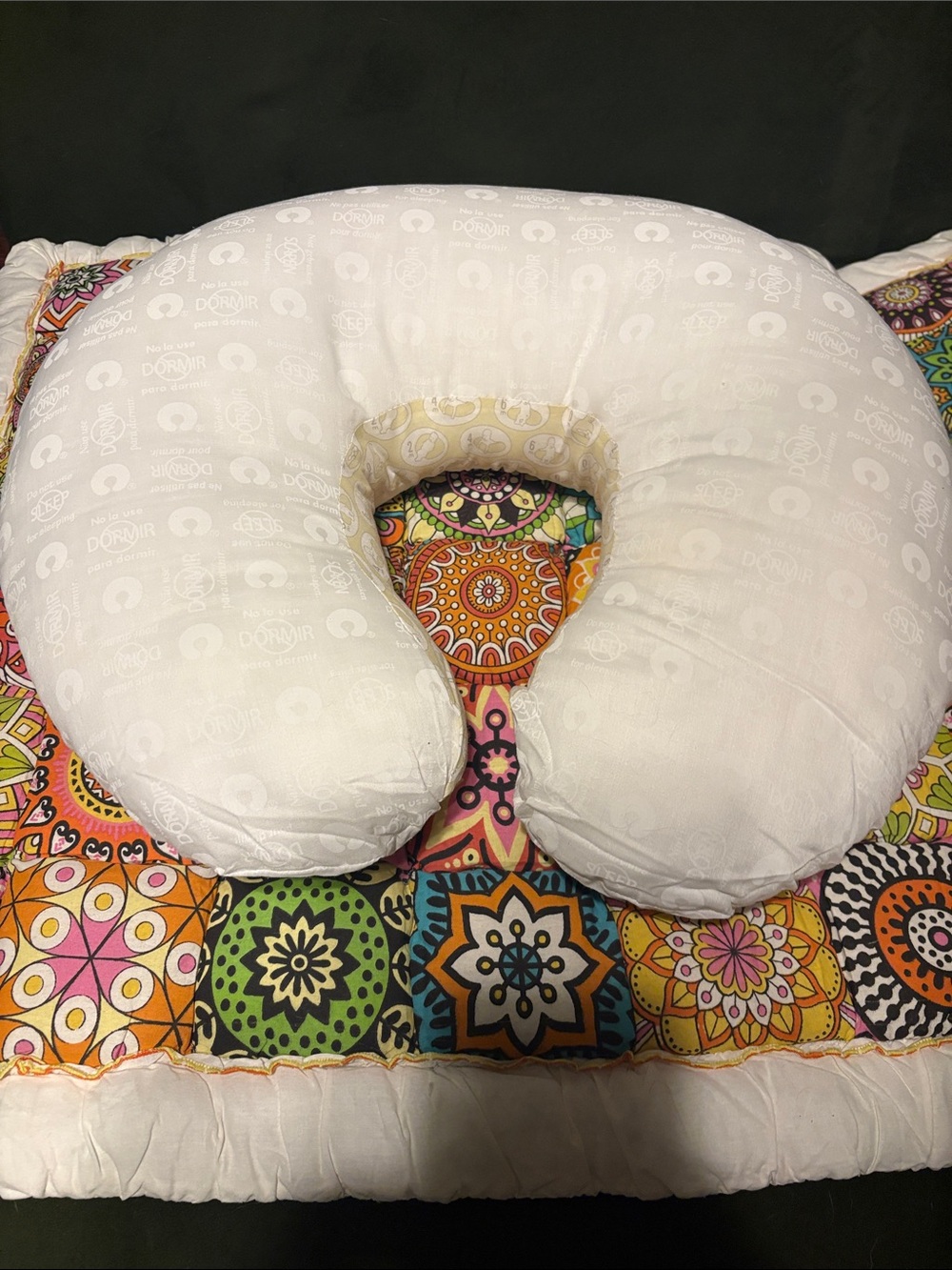 White and Neutral Boppy Nursing Support Pillow with Hypoallergenic Zip Cover